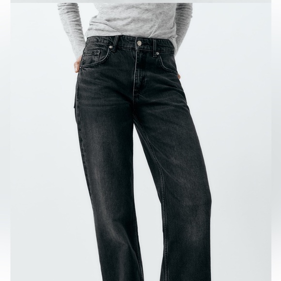 Zara Full Length TRF Mid-Rise Wide Leg Jeans - Picture 2 of 7